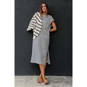 Apiece Apart Elodie Tank Dress in Navy/Cream Coastal Stripes Size X-Small EUC